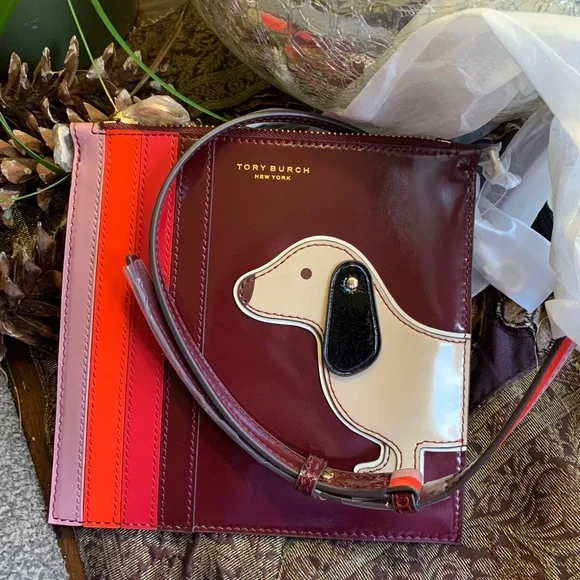 Authentic TORY BURCH Leather Dog card/Crosby - Picture 1 of 12